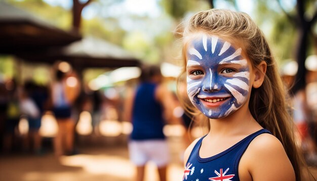 Photo document an australia day community event at a local park with face painting live music performance