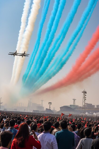 Foto documenta lo spettacolo aereo mozzafiato della forza aerea indiana il giorno della repubblica