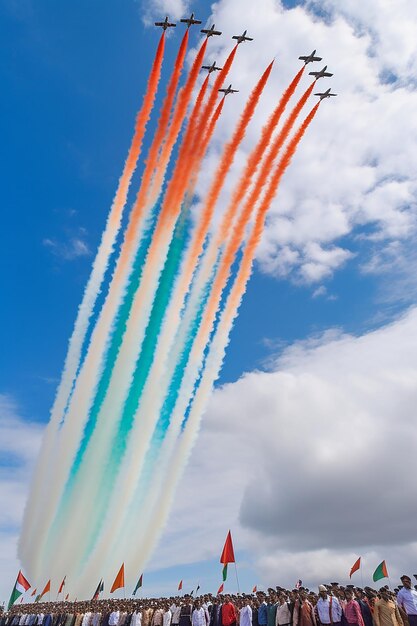 Foto documenta lo spettacolo aereo mozzafiato della forza aerea indiana il giorno della repubblica