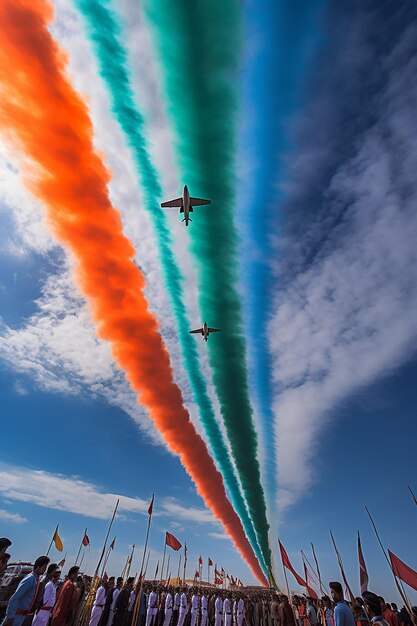 Foto documenta lo spettacolo aereo mozzafiato della forza aerea indiana il giorno della repubblica