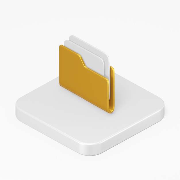 Document folder yellow icon in 3d rendering interface ui ux element