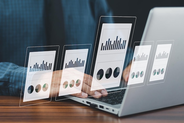 Document management concept Businessman using computer to document management concept online documentation database and digital file storage system or software records keeping database technology