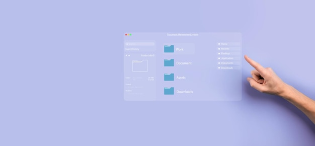 Foto concetto di gestione dei documenti icone dello schermo virtuale sistema di gestione dei documenti dms software di database di documenti online per l'archiviazione efficiente, ricerca e gestione di file e dati aziendali