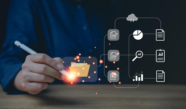 文件管理系統 (DMS) 線上文檔數據庫和流程知識和文檔在企業中使用ERP自動化來有效管理檔案 企業業務技術