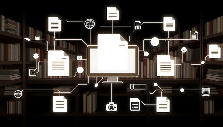 Foto document management system dms-software voor het opslaan, organiseren, bijhouden en beheren van digitale documenten