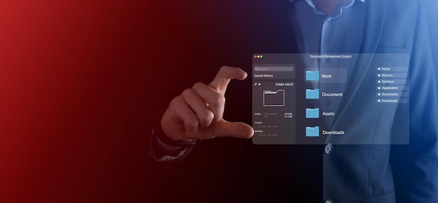 Documentbeheerconcept Virtuele schermicons Documentbeheersysteem DMS Online documentdatabasesoftware voor efficiënte archivering, zoeken en beheren van bedrijfsbestanden en -gegevens