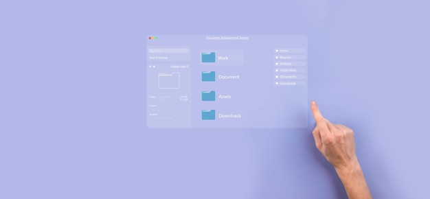 Documentbeheerconcept Virtuele schermpictogrammen Documentbeheersysteem DMS Online documentdatabasesoftware voor efficiënt archiveren, zoeken en beheren van bedrijfsbestanden en -gegevens