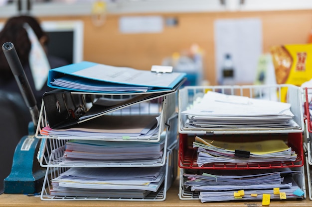 Documents and folders are placed at the office