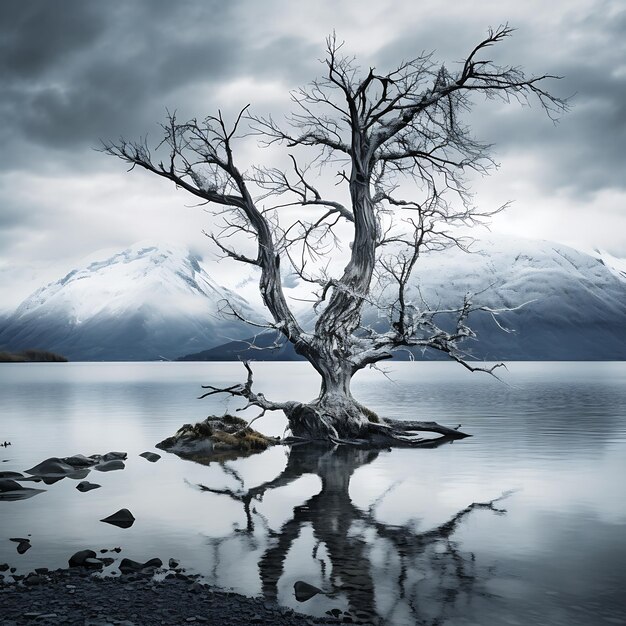 Dode boom bij het meer Torres del Paine National Park Chili