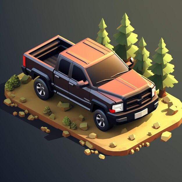 Photo dodge ram isometric vector illustration in sublime wilderness style