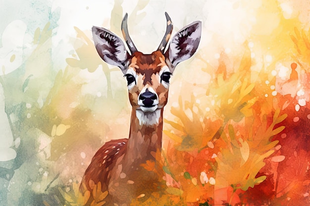 A doe in watercolor