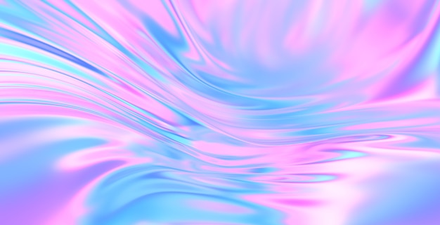 Doek stof gradiënt golven abstracte achtergrond. Iriserend chroom golvend oppervlak. Vloeibaar oppervlak, rimpelingen, reflecties. 3D render illustratie.
