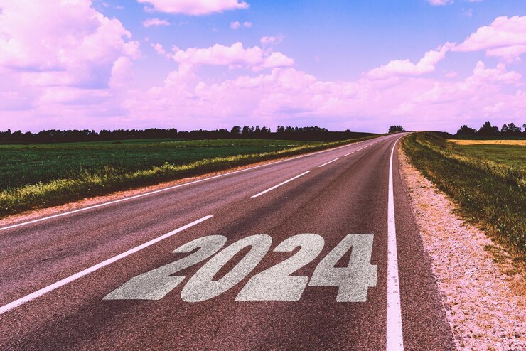 Foto doelstellingen beginnen met de planning van 2024 met een strategie, een roadmap, een uitdagingconcept voor het begin van het bedrijf en een idee voor een groei-inventaris.