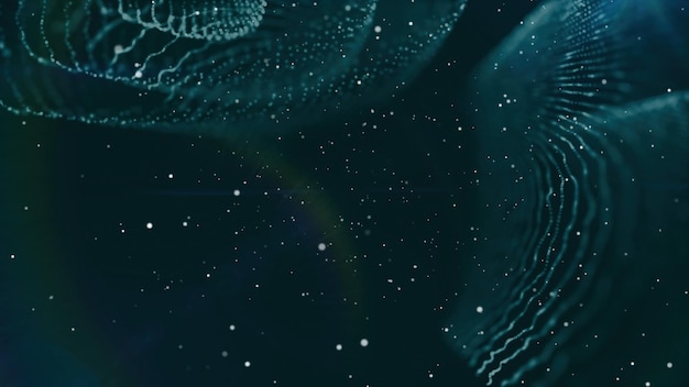 패브릭 효과가 있는 Dof 입자 아름다운 물결 모양 표면 3d 렌더링 컴퓨터 렌더링 추상화