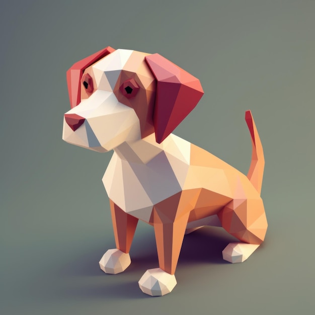 Photo dog in 3d polygonal low polly style