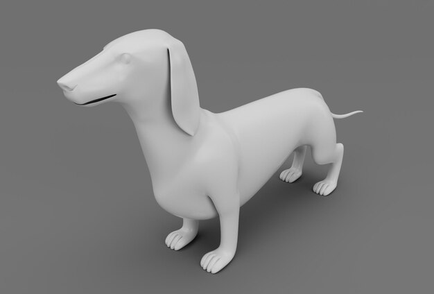 Dog 3d rendering on white background minimal 3d illustration