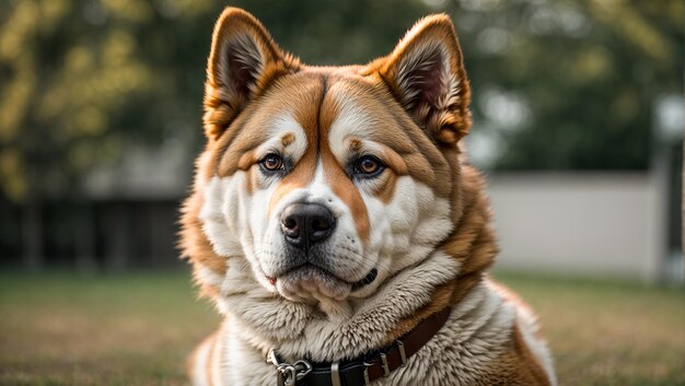 犬秋田犬品種のクローズ アップの肖像画