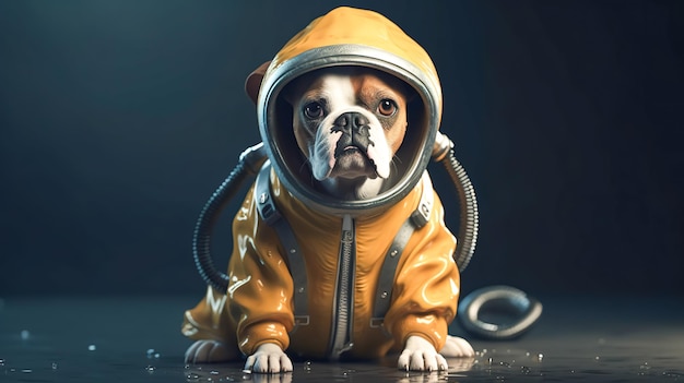 Dog in an astronaut suit generative ai