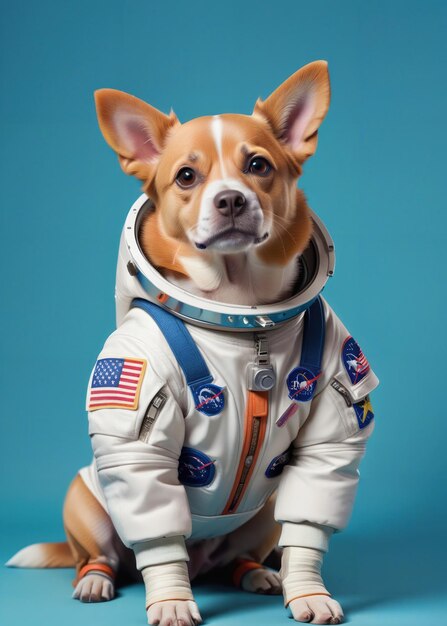 Dog in astronaut suit