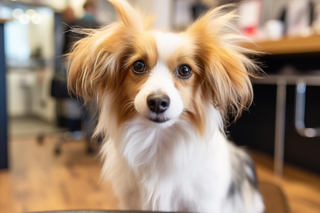 写真 理髪店の犬