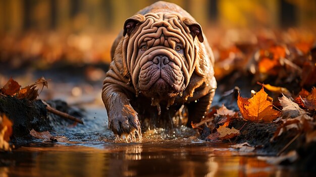 Foto cane in autunno parco nova scozia tolling retriever nel parco