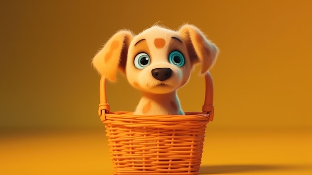 A dog in a basket