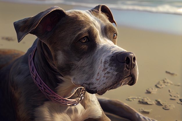 Dog on the beach AI Generate