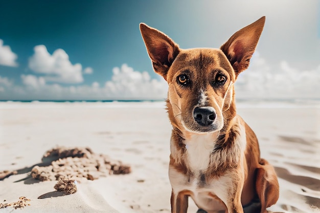 Dog at the beachgenerative ai