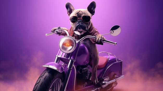 Dog on a bicycle background