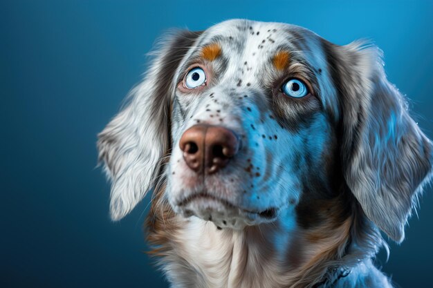 Dog blue background AI generation