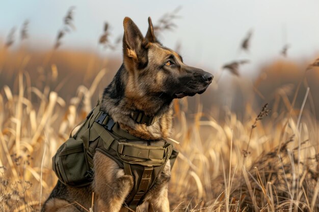 Photo dog in body armor on traning field