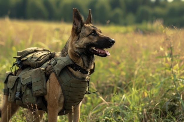 Photo dog in body armor on traning field