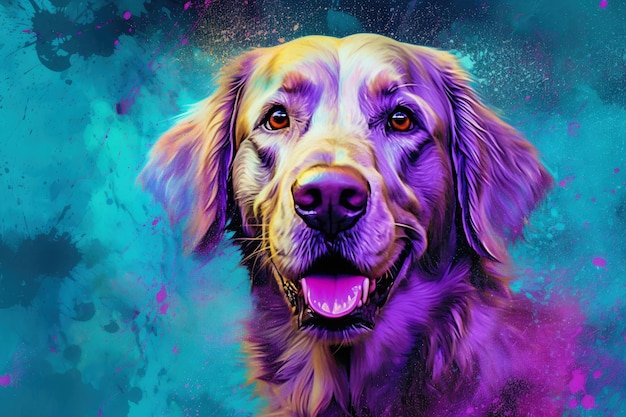 Photo dog breed labrodor made in purple purple tones generative ai