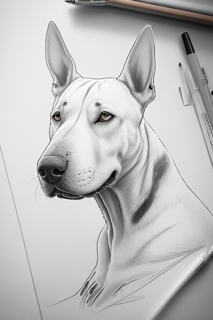 Photo dog bull terrier sketch