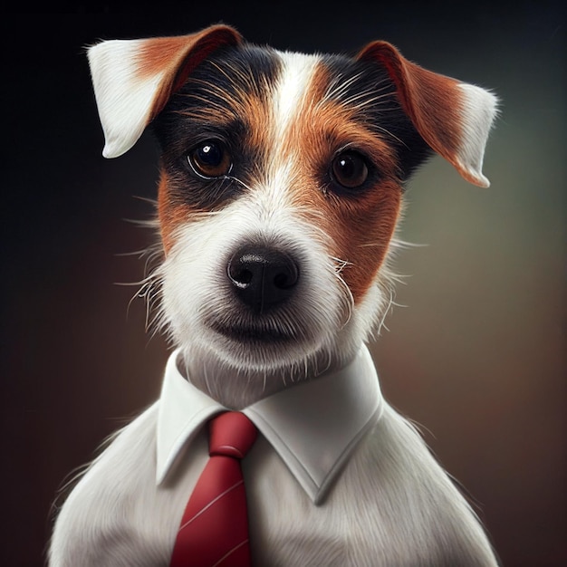 Dog in a Business Suit Animal Businessman Cute Pet Boss Dog Headed Man in a Formal Business Suit