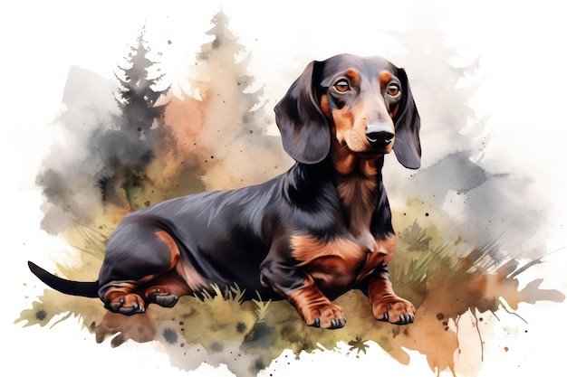 Photo dog canine dachshund animal domestic brown pet purebred black portrait breed pedigree cute background