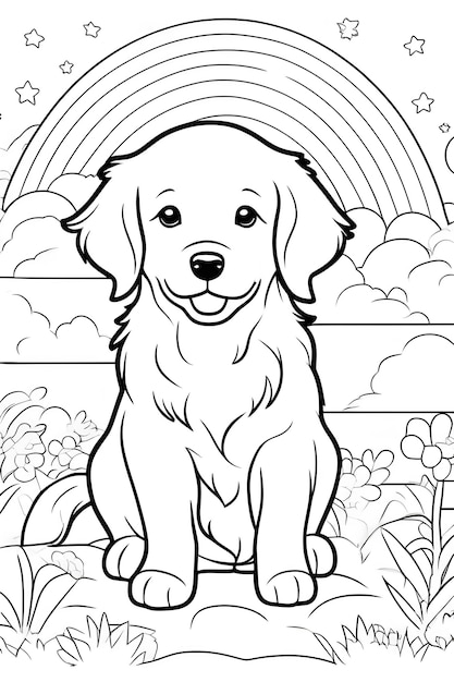 Photo dog cartoon children coloring page