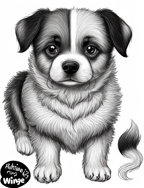 Photo dog cartoon coloring page