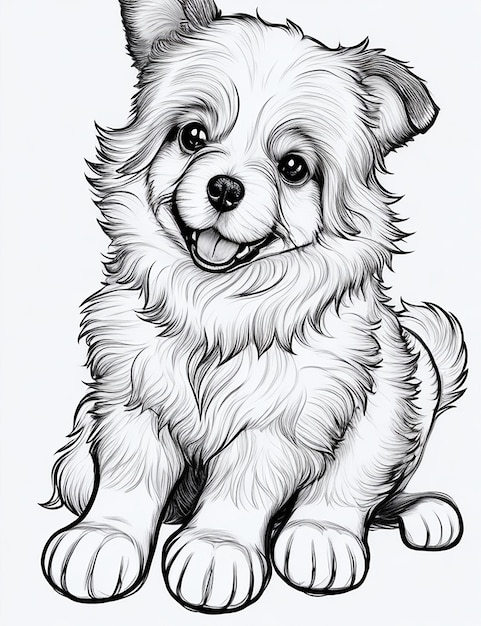 Photo dog cartoon coloring page