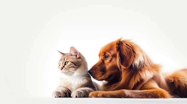 Photo dog and cat isolated on a white background