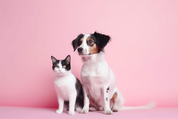 Dog cat pink baby Canine sitting Generate Ai