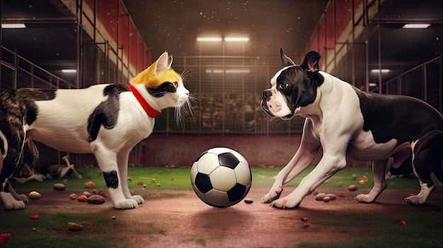 Dog and cat soccer game