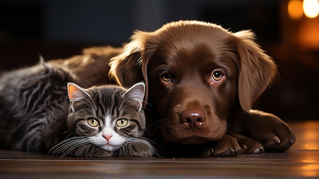 dog and cat in the studio