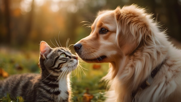 A dog a cat they are friends