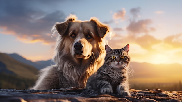 Dog and cat together