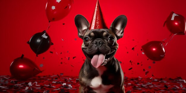 Dog celebrating at a birthday party