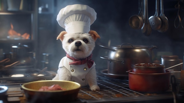 Dog chef digital art illustration Generative AI