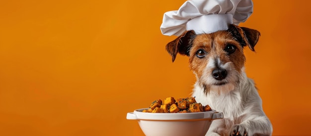 Dog Chef Holding Bowl of Food