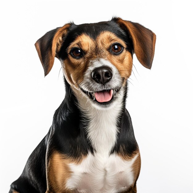 Dog close shot isolated on white 4k resolution