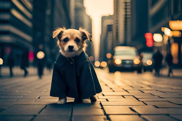 a dog in a coat that says dog.